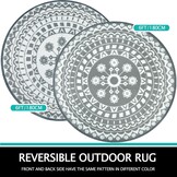 Capslpad Rond terrastapijt, diameter 180 cm, omkeerbaar, picknickmat, waterdicht, kunststof, strotapijt, boho, binnen, buiten, voor camper, achtertuin, balkon, picknick, strand, grijs