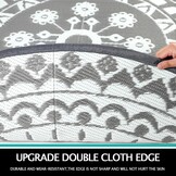 Capslpad Rond terrastapijt, diameter 180 cm, omkeerbaar, picknickmat, waterdicht, kunststof, strotapijt, boho, binnen, buiten, voor camper, achtertuin, balkon, picknick, strand, grijs