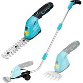 DURATECH 12V accu heggenschaar met telescoopsteel, 2-in-1 tuinschaar accu met 2Ah accupak & oplader, grasrandensnijder elektrische grasschaar, grastrimmer voor tuinieren