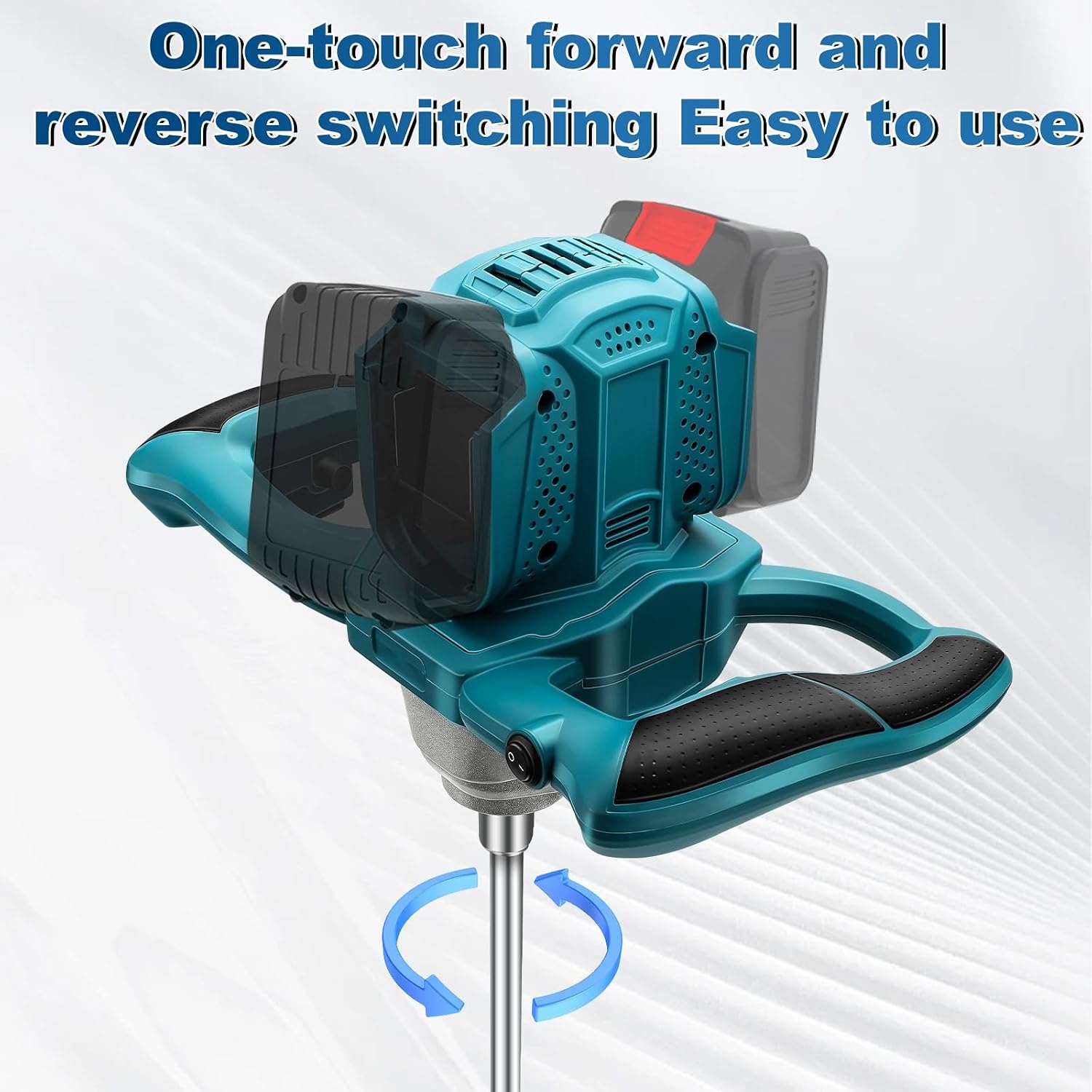Accu-roerwerk voor verf en beton, compatibel met Makita 18V accu (zonder batterij), borstelloze mortelmixer met 6 snelheden en 2 roerquirlen, voor het mengen van voegmortel, verf, lijm