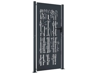 vidaXL Poort met bamboe-ontwerp 105x205 cm staal antracietkleurig