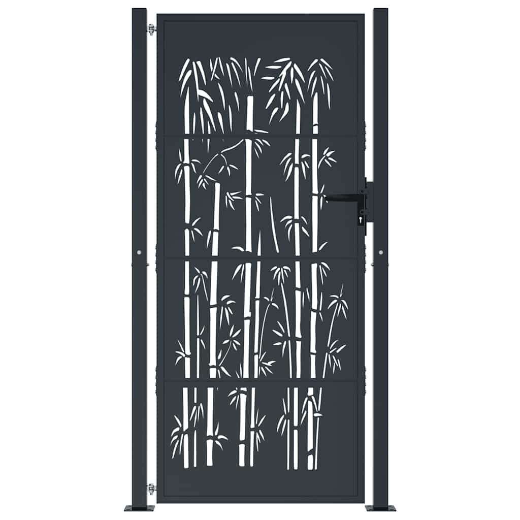vidaXL Poort met bamboe-ontwerp 105x205 cm staal antracietkleurig