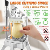Anatole Professionele Frietsnijder - Verticale Aardappelsnijder met 6, 9 & 13 mm + 8-Wig Mesjes van RVS, Inclusief Frietpers - Handmatig voor O.a. Aardappel, Wortel, Komkommer, Ui, Citroen