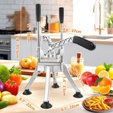 Anatole Professionele Frietsnijder - Verticale Aardappelsnijder met 6, 9 & 13 mm + 8-Wig Mesjes van RVS, Inclusief Frietpers - Handmatig voor O.a. Aardappel, Wortel, Komkommer, Ui, Citroen