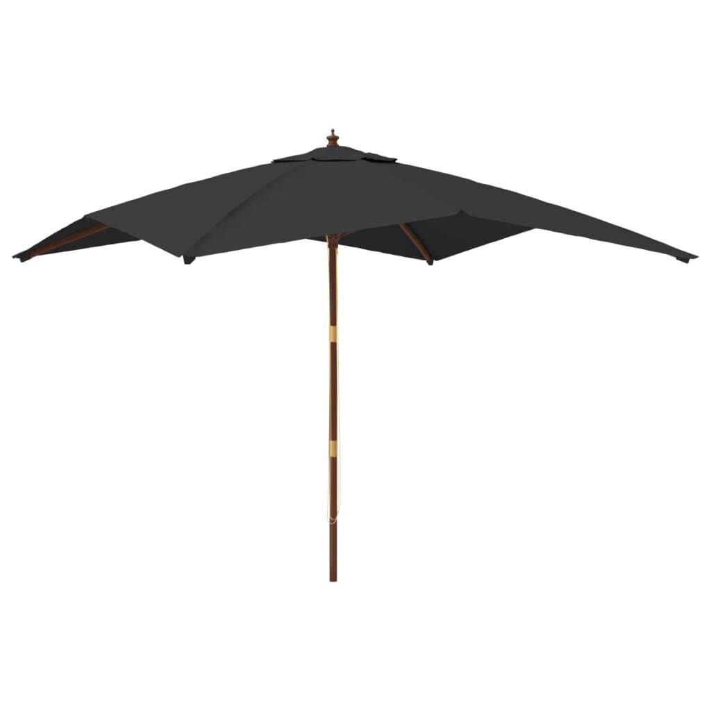 vidaXL Parasol met houten paal 300x300x273 cm zwart