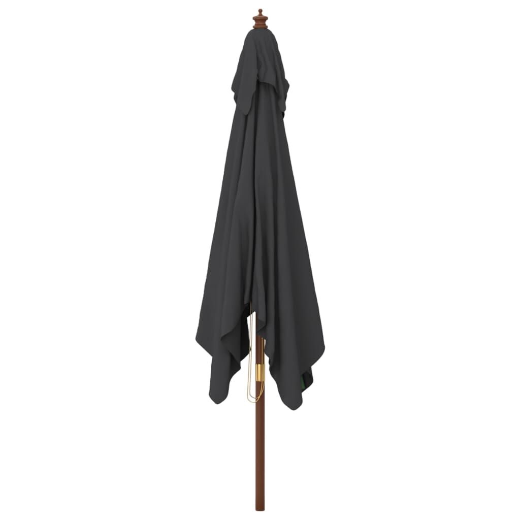 vidaXL Parasol met houten paal 300x300x273 cm zwart