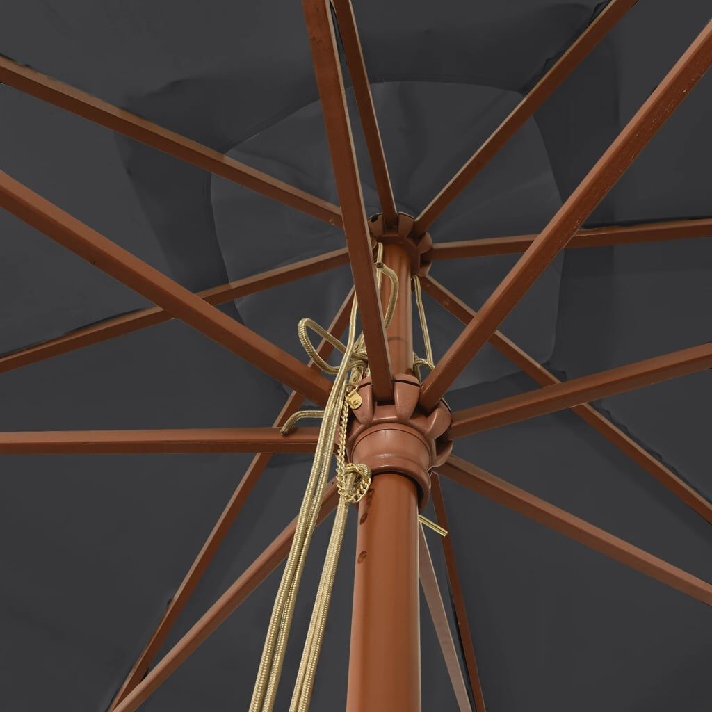 vidaXL Parasol met houten paal 300x300x273 cm zwart