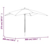 vidaXL Parasol met houten paal 300x300x273 cm zwart