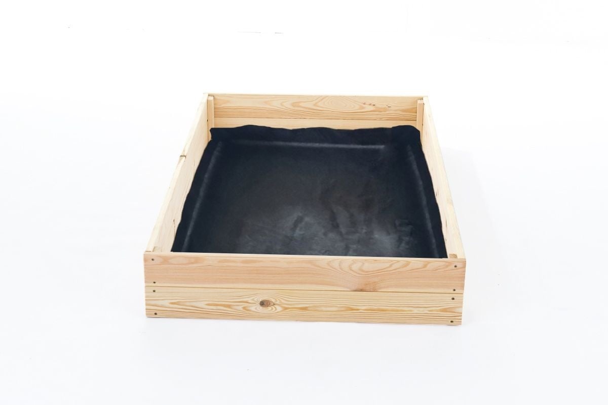 Moestuinbak - kweekbak - 140x120x18 cm - hout - met gronddoek