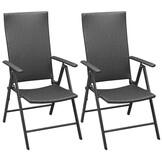 2x Stapelbare Tuinstoelen Poly Rattan Zwart (47% Korting)