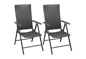 2x Stapelbare Tuinstoelen Poly Rattan Zwart (47% Korting)