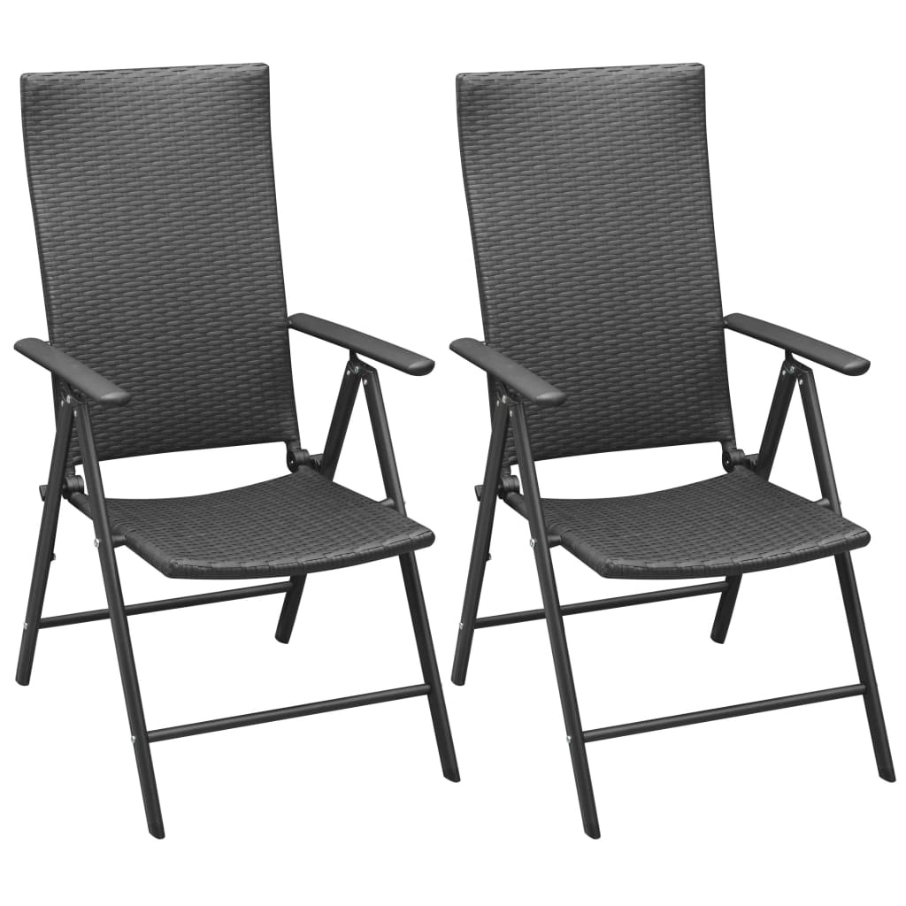 2x Stapelbare Tuinstoelen Poly Rattan Zwart (47% Korting)