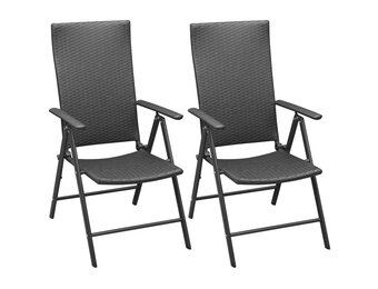 2x Stapelbare Tuinstoelen Poly Rattan Zwart (47% Korting)