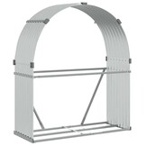 vidaXL Haardhoutopslag 120x45x140 cm gegalvaniseerd staal zilverkleur