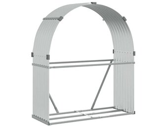 vidaXL Haardhoutopslag 120x45x140 cm gegalvaniseerd staal zilverkleur