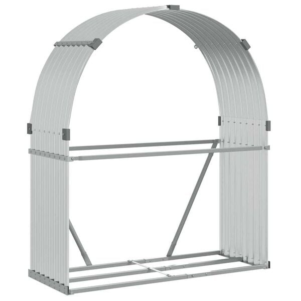 vidaXL Haardhoutopslag 120x45x140 cm gegalvaniseerd staal zilverkleur