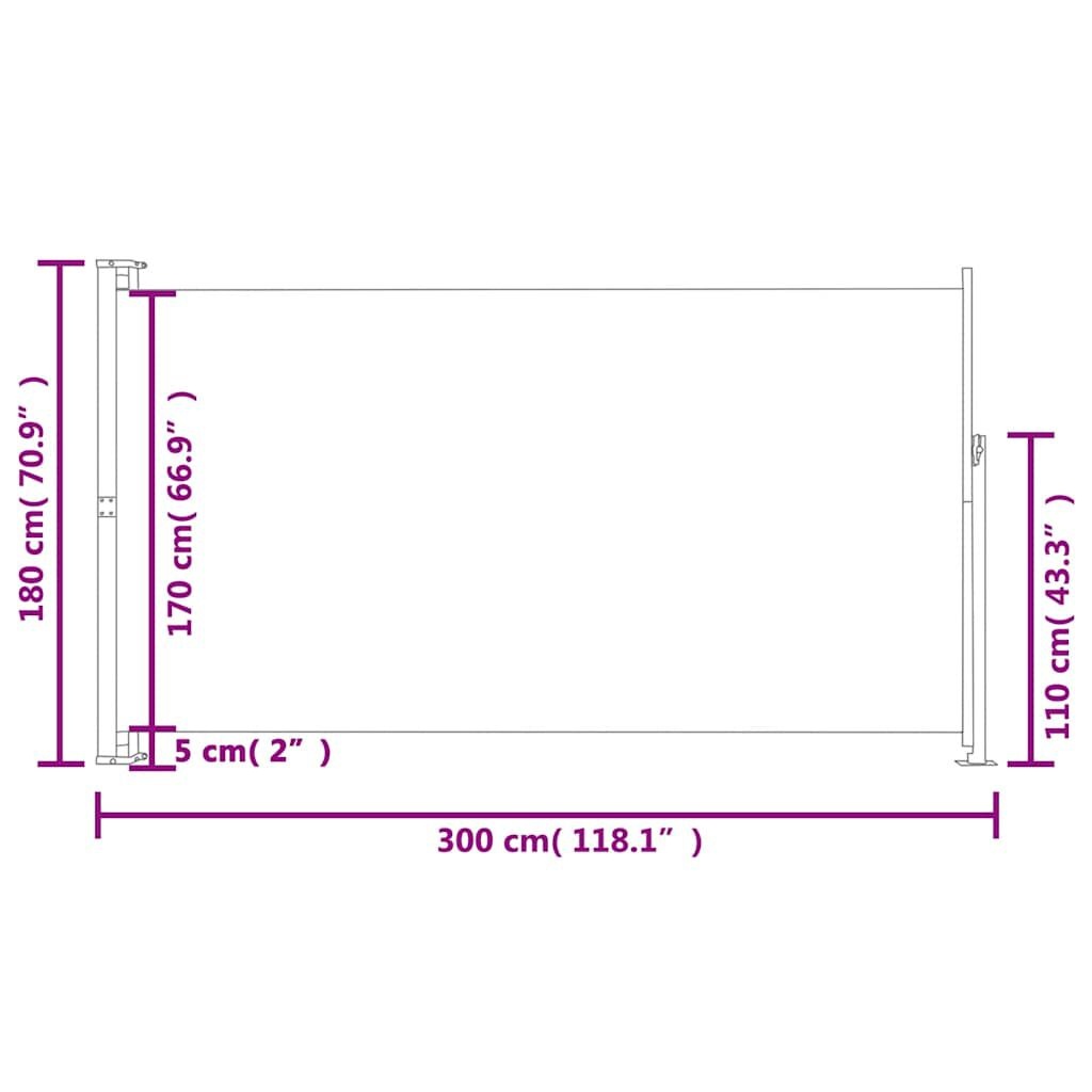 Uittrekbaar Tuinscherm 180x300 cm Zwart - Privacy & Windbescherming