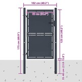vidaXL Poort 100x125 cm staal antraciet