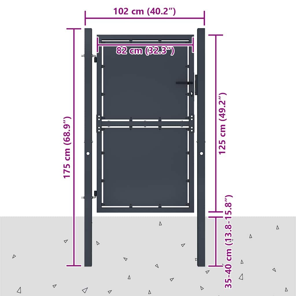 vidaXL Poort 100x125 cm staal antraciet