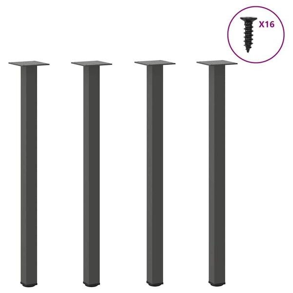 vidaXL Salontafelpoten 4 st 72-74 cm staal antraciet