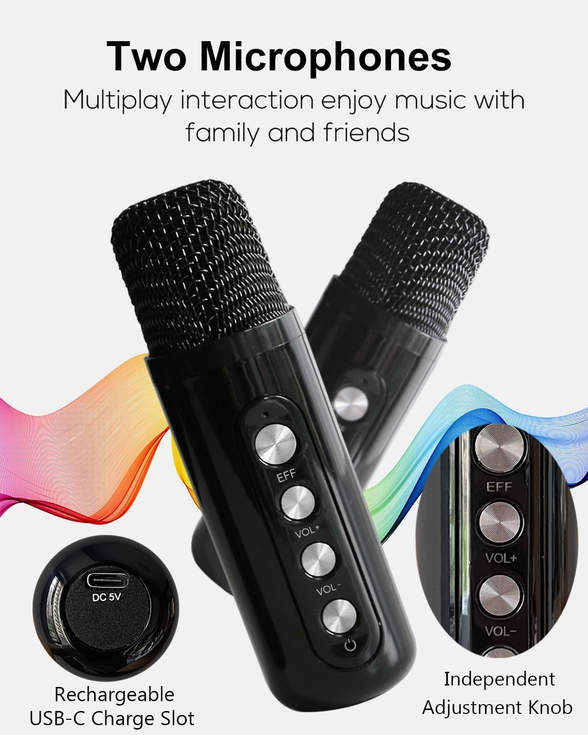 Draagbare Karaoke Machine Zwart 57% Korting - 2 Microfoons