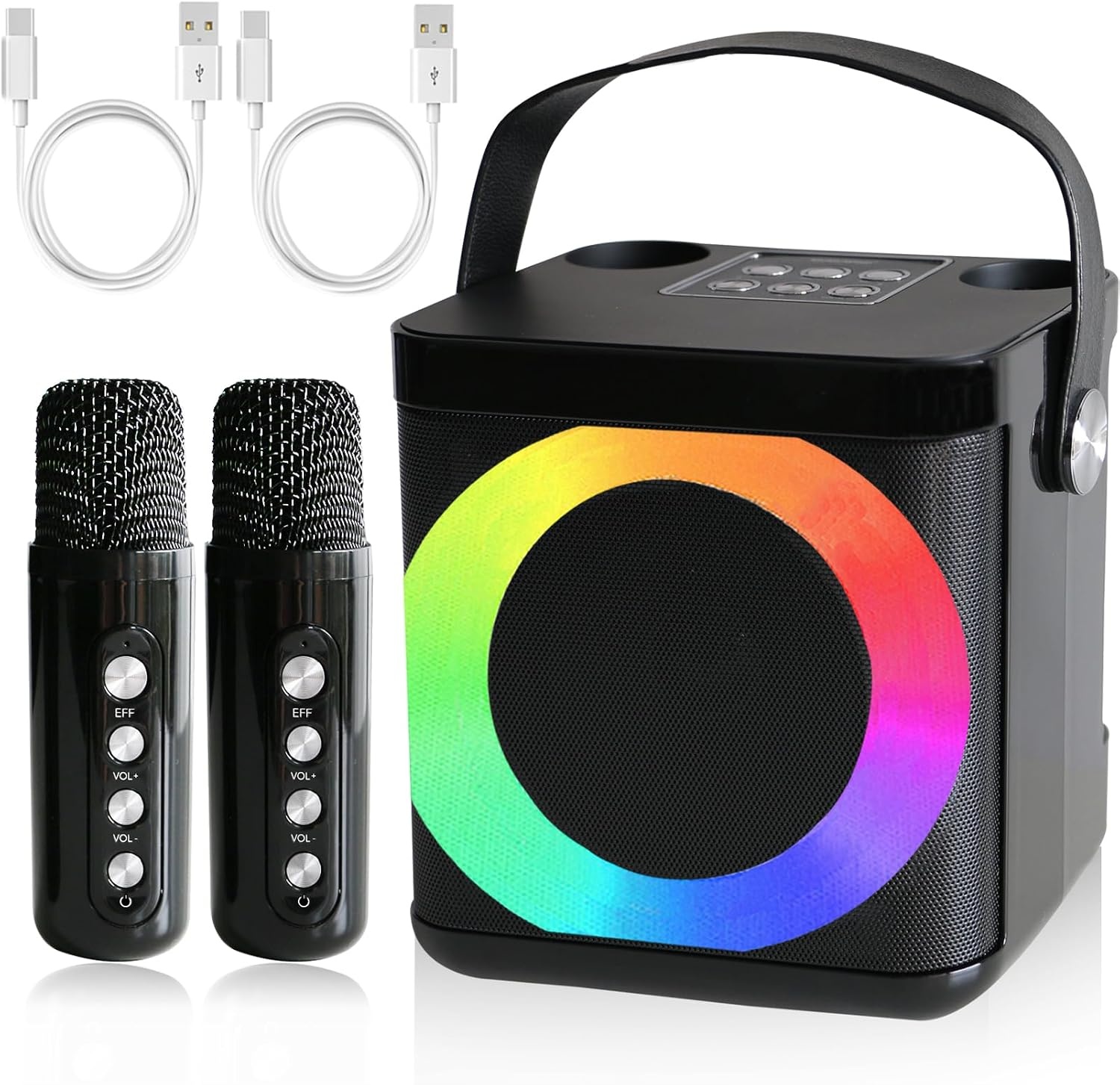Draagbare Karaoke Machine Zwart 57% Korting - 2 Microfoons