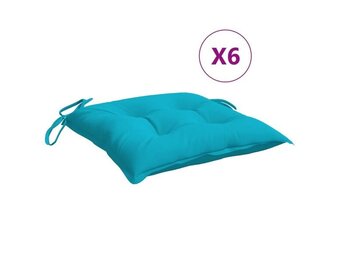 vidaXL Stoelkussens 6 st 50x50x7 cm stof turquoise
