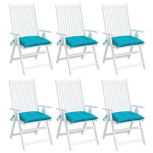 vidaXL Stoelkussens 6 st 50x50x7 cm stof turquoise
