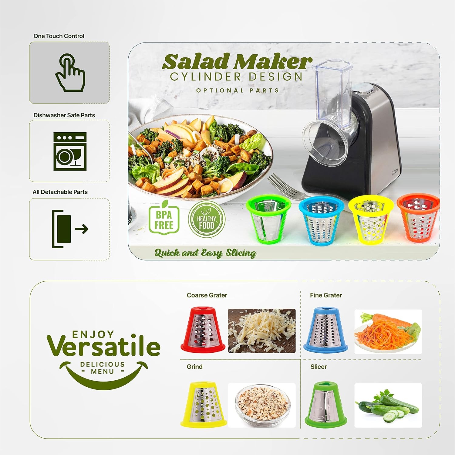 Elektrische Groentesnijder 4-in-1 - 200W RVS - 56% Korting
