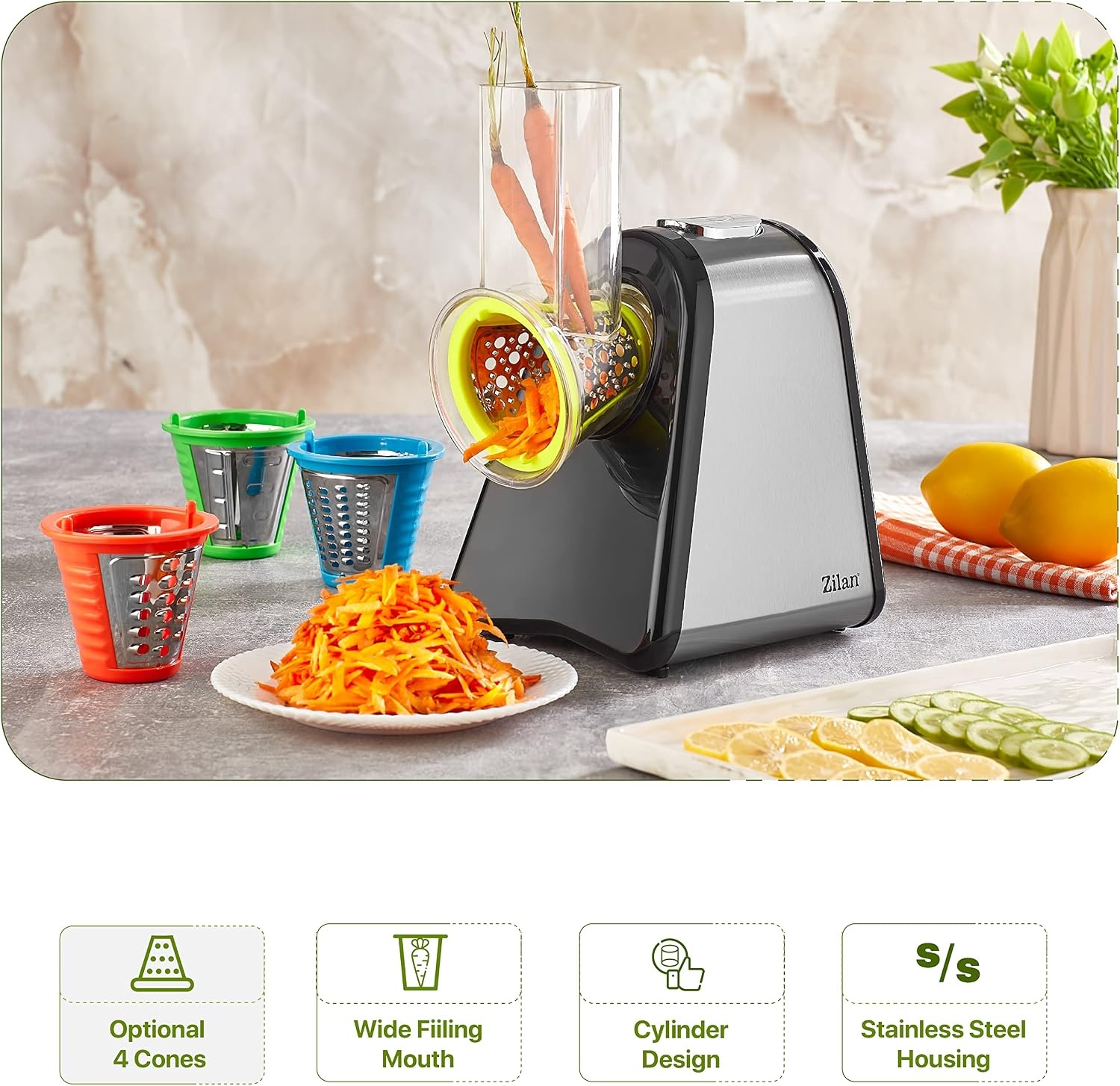 Elektrische Groentesnijder 4-in-1 - 200W RVS - 56% Korting