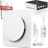 Badkamerventilator 100mm, Geüpgraded Stille en Krachtige Luchtonttrekker, 130m³/h IPX4 Luchtventilator, Energiebesparend, Eenvoudig te Installeren, Ideaal voor Badkamer, Keuken, Garage, Kelder