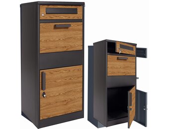 Pakketbrievenbus - 50x38x112 cm - staal - antraciet houtlook