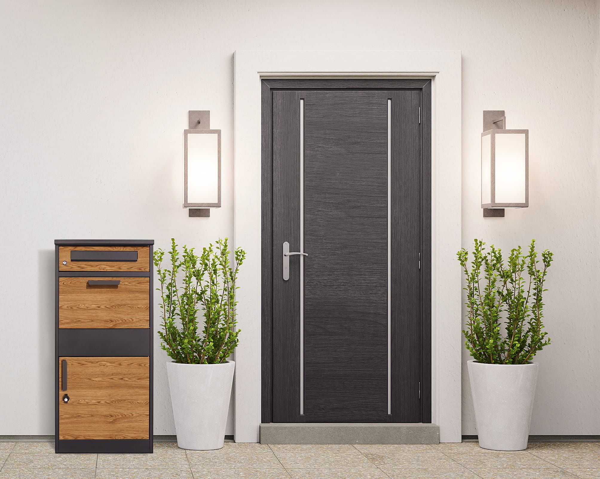 Pakketbrievenbus - 50x38x112 cm - staal - antraciet houtlook