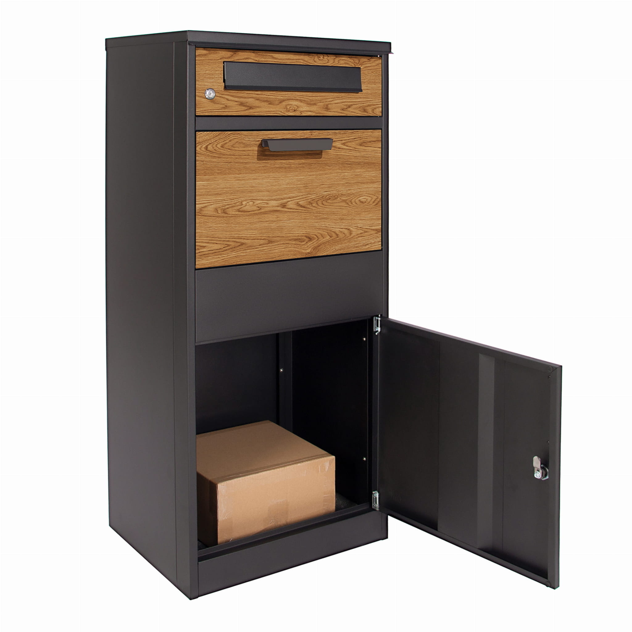 Pakketbrievenbus - 50x38x112 cm - staal - antraciet houtlook