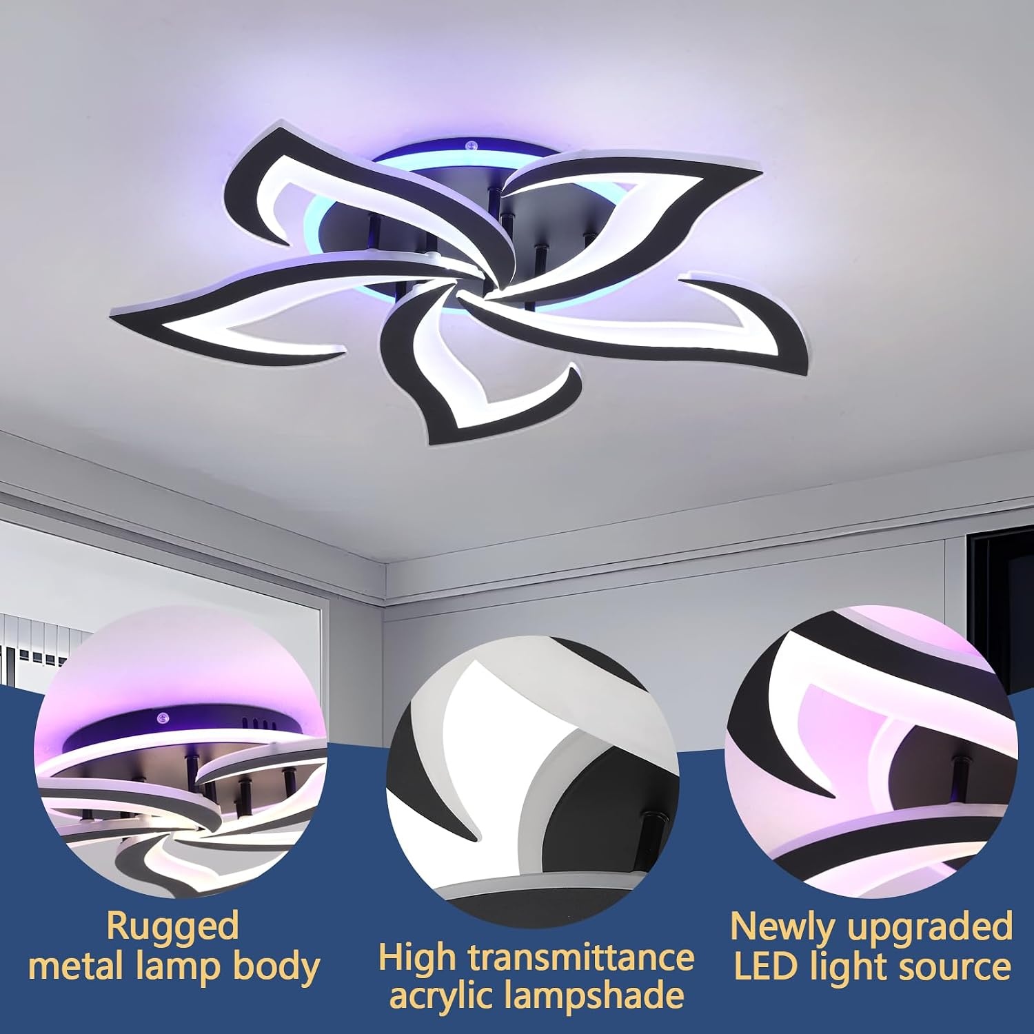 Dimbaar LED Plafondlicht Zwart 50W - 3 Kleuren - 34% Korting