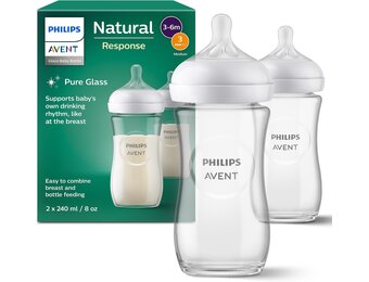2x Philips Avent Babyfles Natural Response Glas 240ml | Vanaf 1 maand | 32% Korting