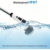 Rotary cleaning brush, 9 interchangeable brush heads, dual speed, pull-out handle, ideal for shower, tiles, kitchen and car seats