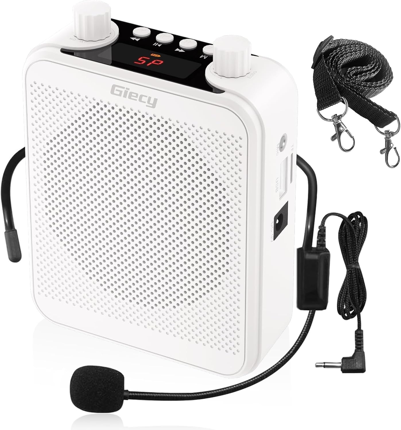 Draagbare Spraakversterker met Microfoon & Bluetooth | Wit | 29% Korting