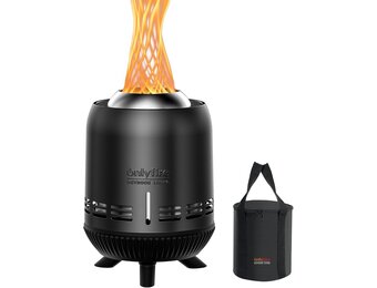 Onlyfire Mini Vuurschaal Outdoor 15x24cm, Rookarme Vuurschaal voor de Tuin, Tafelhaard met Opbergtas voor Balkon en Camping, voor Pellets/Hout, Roestvrij Staal, Zwart