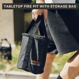 Onlyfire Mini Vuurschaal Outdoor 15x24cm, Rookarme Vuurschaal voor de Tuin, Tafelhaard met Opbergtas voor Balkon en Camping, voor Pellets/Hout, Roestvrij Staal, Zwart