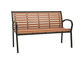 VidaXL Tuinbank Staal & HKC 116 cm Zwart/Bruin - 35% Korting!