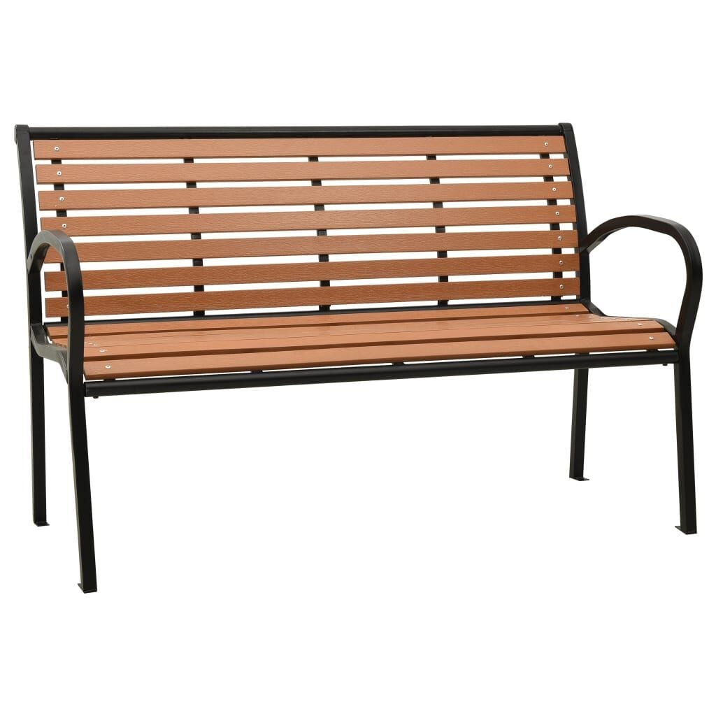 VidaXL Tuinbank Staal & HKC 116 cm Zwart/Bruin - 35% Korting!