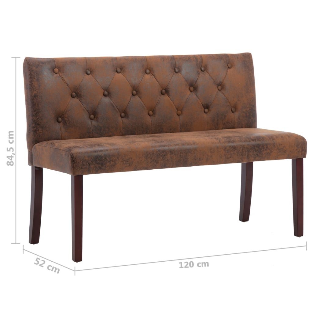VidaXL Bankje Kunstsuède Bruin - 120cm - 35% Korting