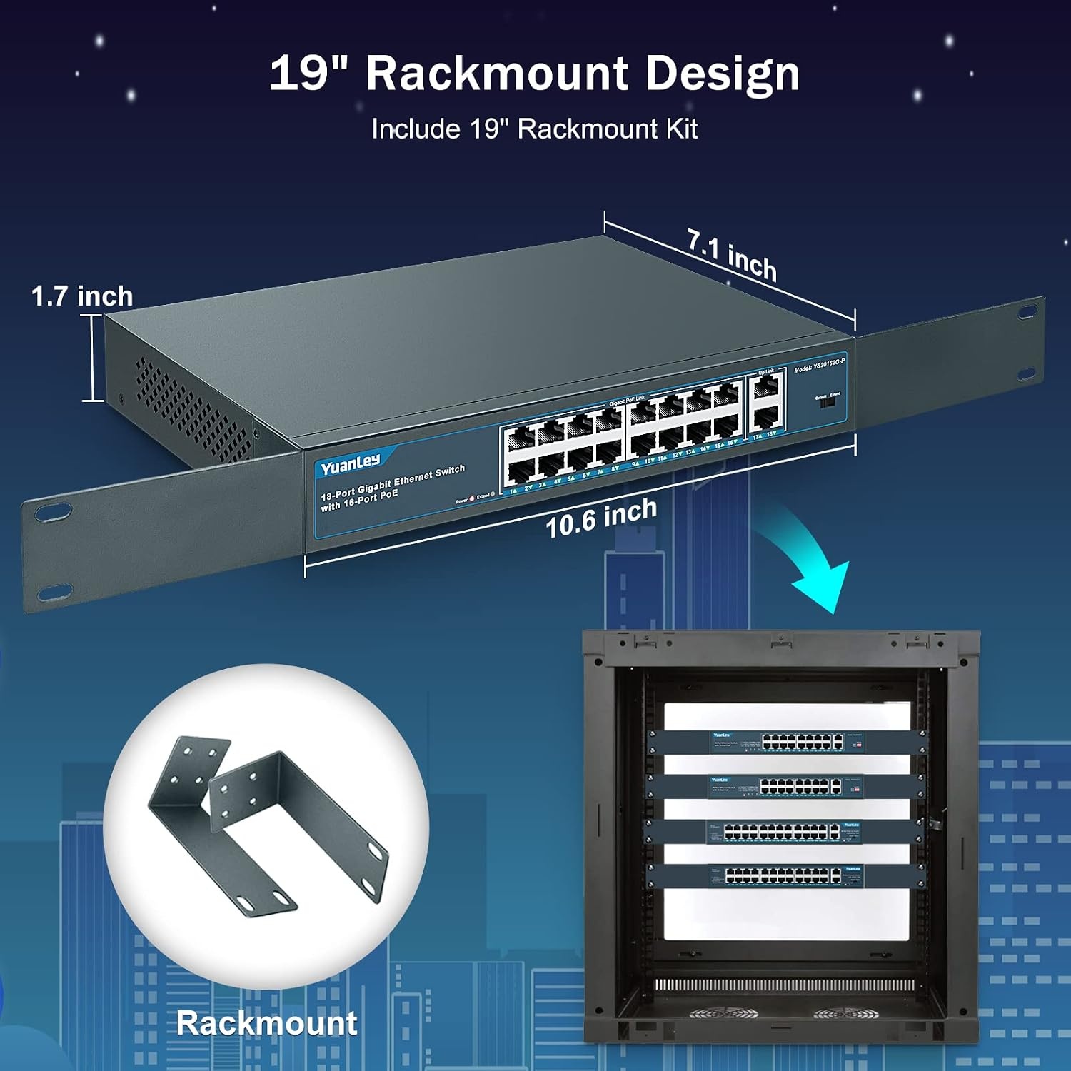 Gigabit PoE Switch | 16x PoE+ Poorten | 250W | 18 Poorten | 34% Korting