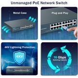Gigabit PoE Switch | 16x PoE+ Poorten | 250W | 18 Poorten | 34% Korting