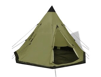 VidaXL 4-persoons Tipi Tent (Groen) - 34% Korting!