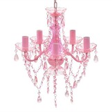 Roze Kristallen Plafondlamp met 5xE14 Fitting - 34% Korting