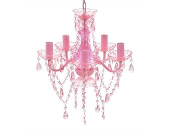 Roze Kristallen Plafondlamp met 5xE14 Fitting - 34% Korting