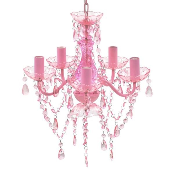 Roze Kristallen Plafondlamp met 5xE14 Fitting - 34% Korting