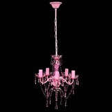 Roze Kristallen Plafondlamp met 5xE14 Fitting - 34% Korting